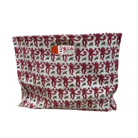 Roller Rabbit Women's Cotton Nesting‎ Box Bag Red Monkey Print Size Large - Picture 1 of 7